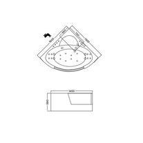 Cada de baie asimetrica, acril sanitar, 150 x 150 cm, Tivoli E-Drive
